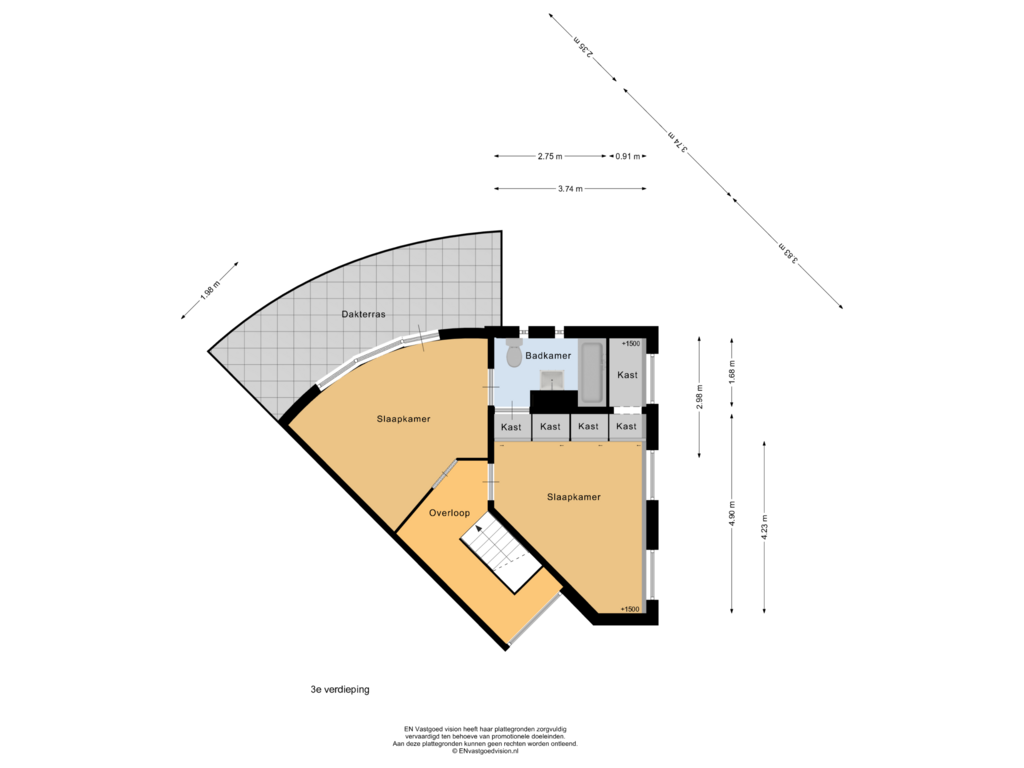 Bekijk plattegrond van 3e verdieping van Vijverlaan 12