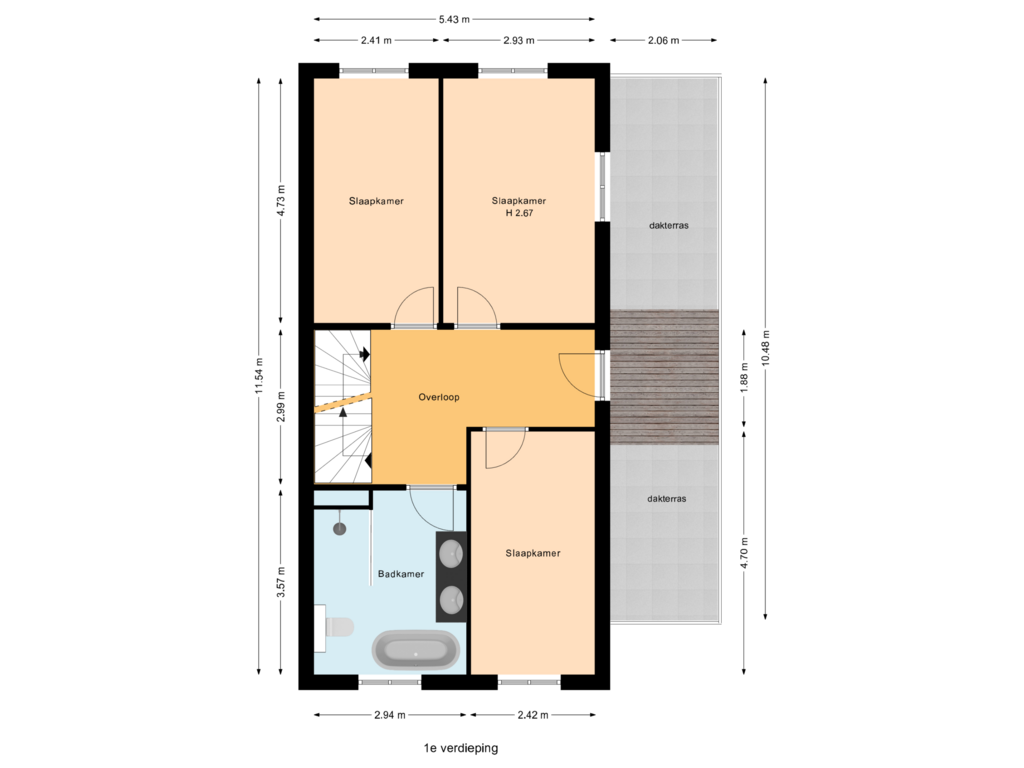 Bekijk plattegrond van 1e verdieping van Boomaweg 18-B