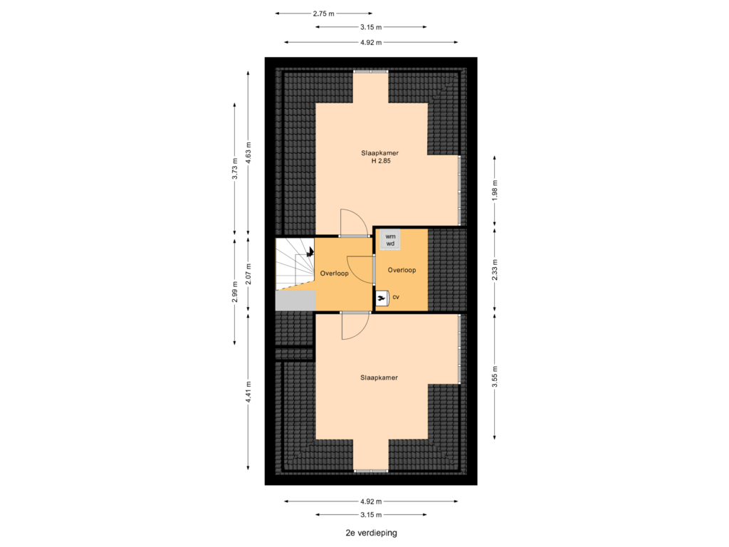 Bekijk plattegrond van 2e verdieping van Boomaweg 18-B