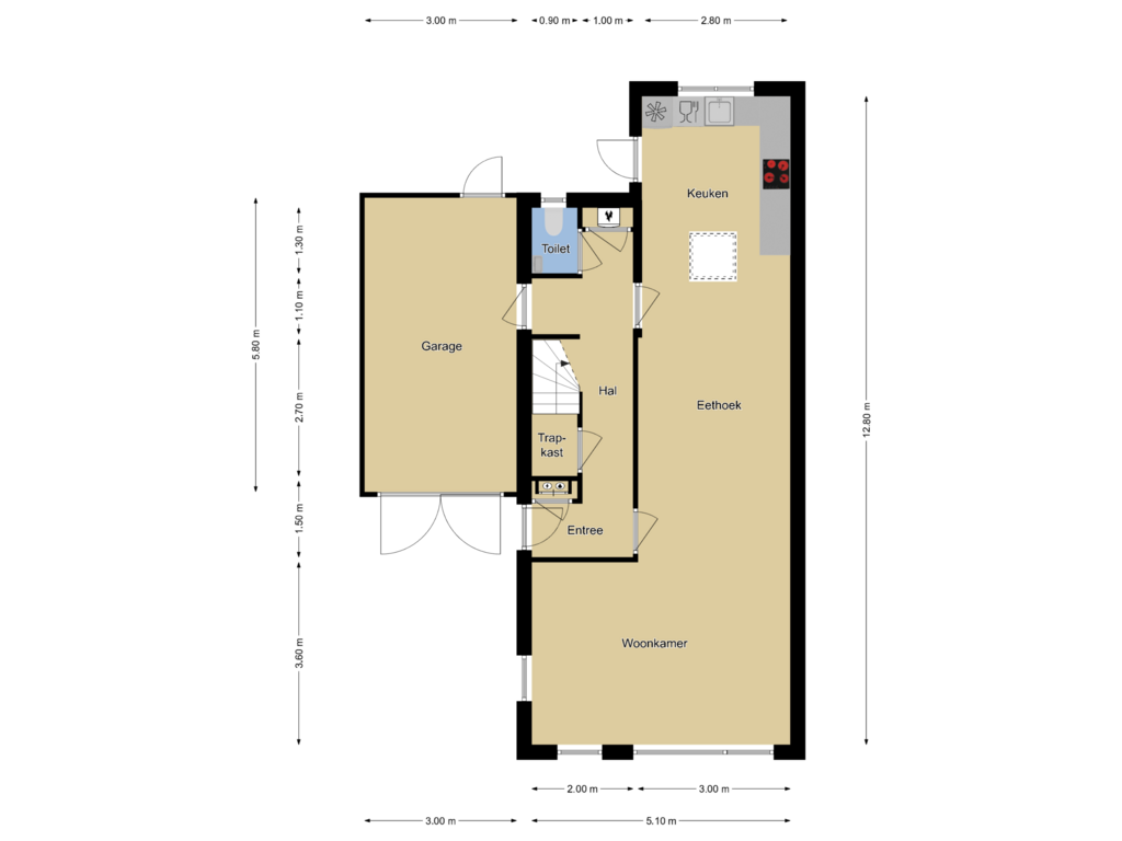 Bekijk plattegrond van Begane grond van Van Rooijenstraat 5