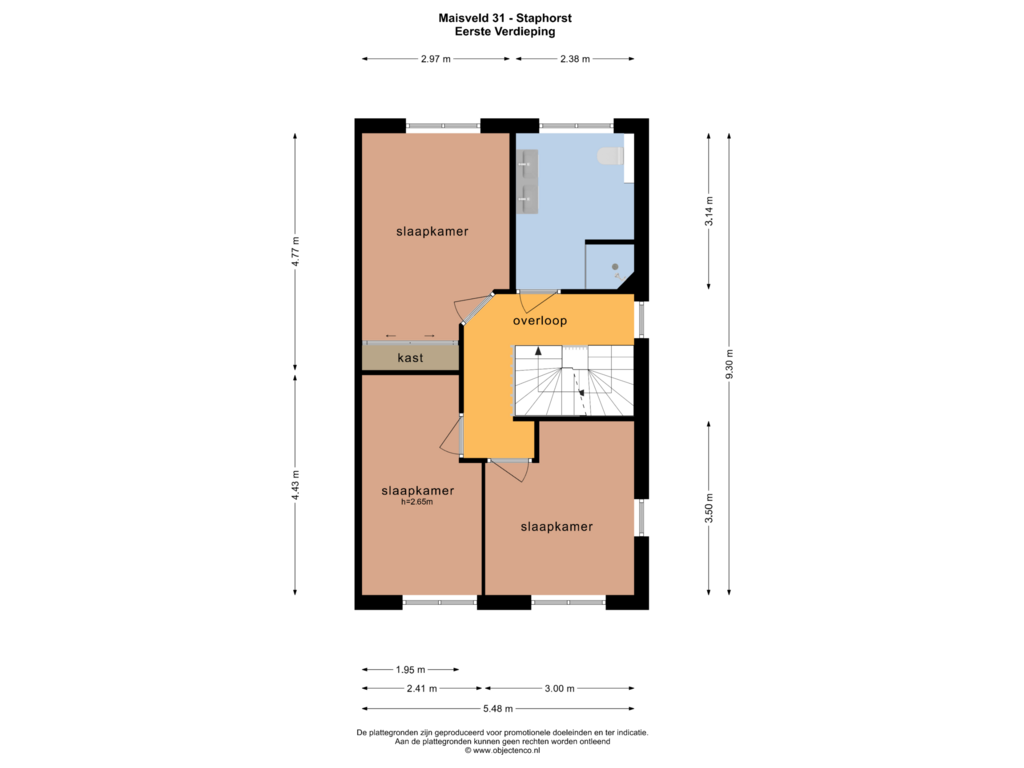 View floorplan of EERSTE VERDIEPING of Maïsveld 31