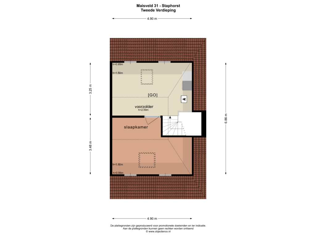 View floorplan of TWEEDE VERDIEPING of Maïsveld 31