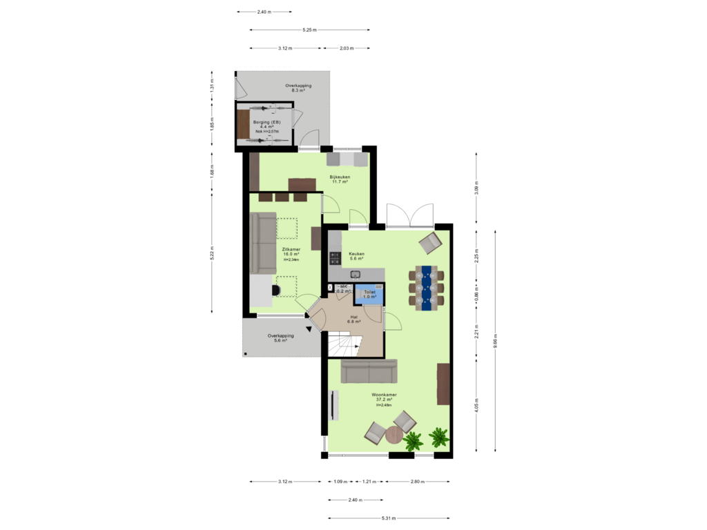 View floorplan of Begane grond of Boekhors 10