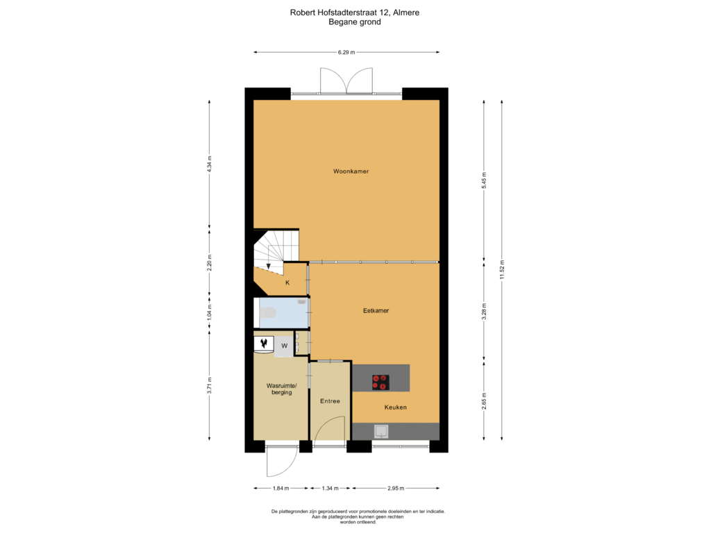 Bekijk plattegrond van Begane grond van Robert Hofstadterstraat 12