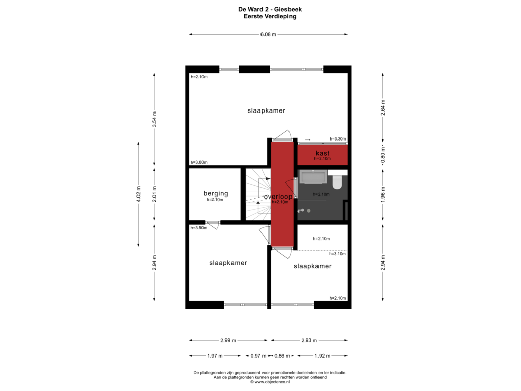 Bekijk plattegrond van EERSTE VERDIEPING van De Ward 2