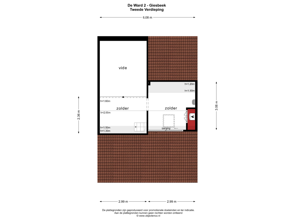 Bekijk plattegrond van TWEEDE VERDIEPING van De Ward 2