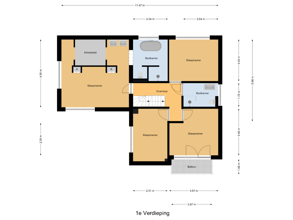 View floorplan of 1e Verdieping of Brahmsstraat 6