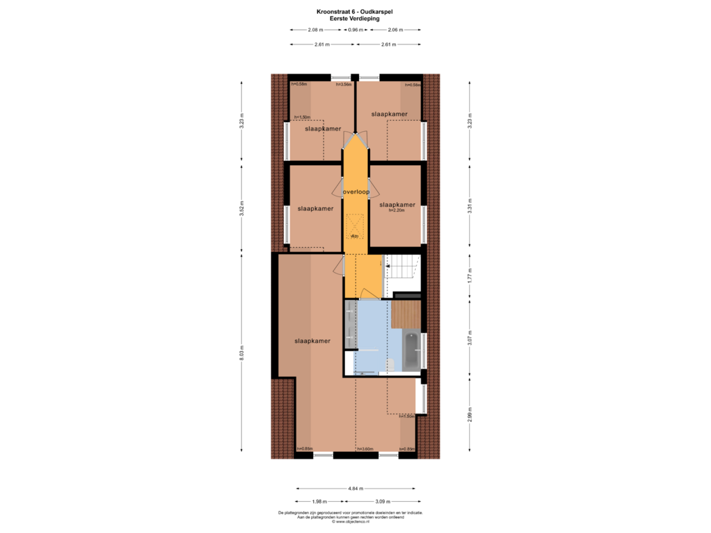 View floorplan of EERSTE VERDIEPING of Kroonstraat 6