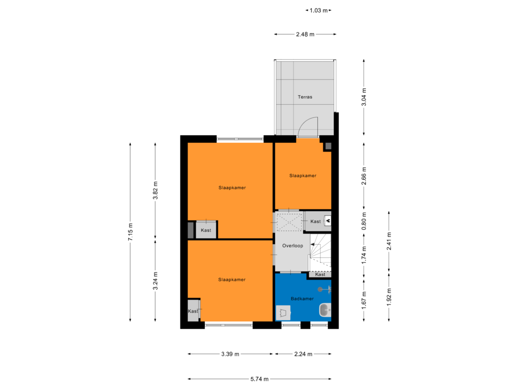 Bekijk plattegrond van Eerste verdieping van Mr. Luybenstraat 25