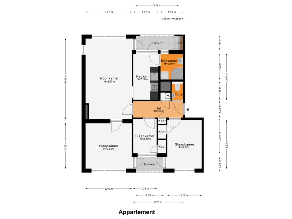 Bekijk plattegrond van Appartement van Amelbergastraat 8