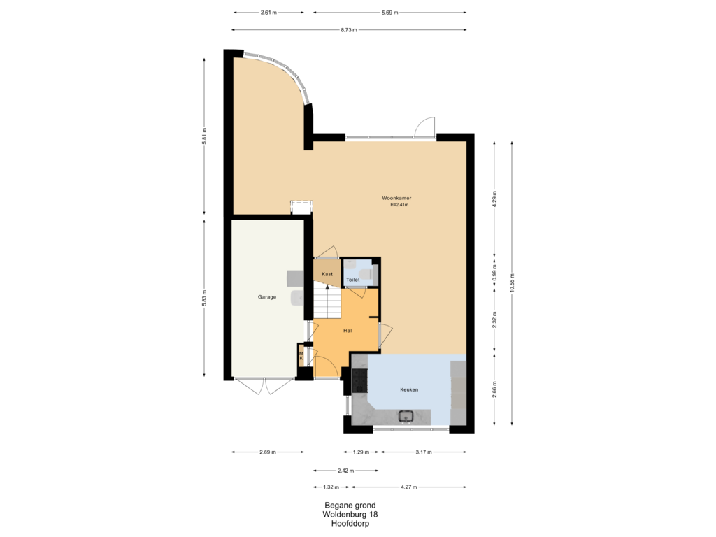 Bekijk plattegrond van Begane grond van Woldenburg 18