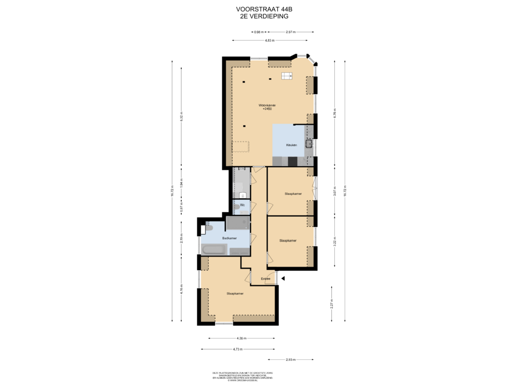 View floorplan of 2E Verdieping of Voorstraat 44-B