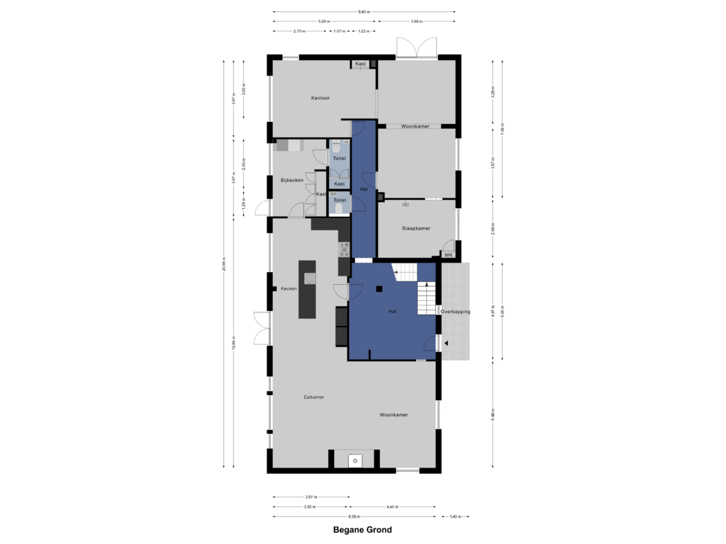 Bekijk plattegrond van Begane Grond van Hoeverdijk 17