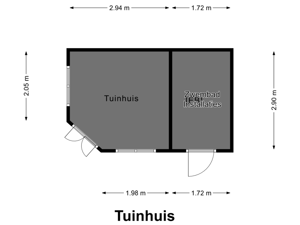 Bekijk plattegrond van Tuinhuis van Hoeverdijk 17