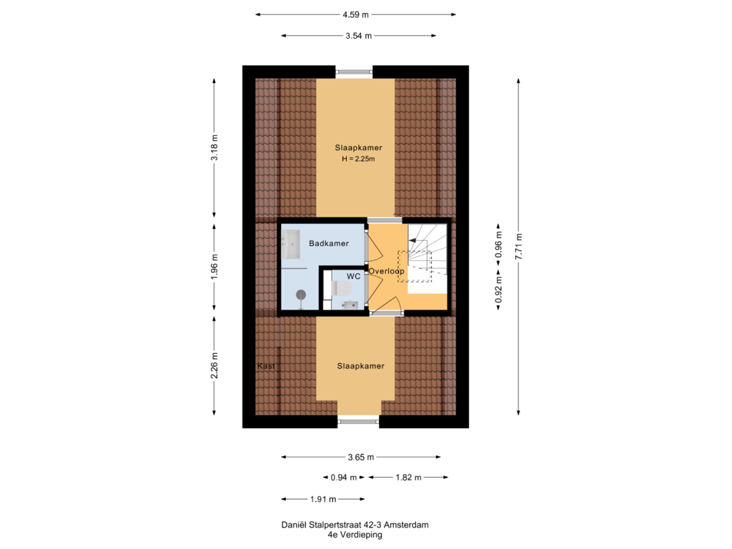 View floorplan of 4e Verdieping of Daniël Stalpertstraat 42-3