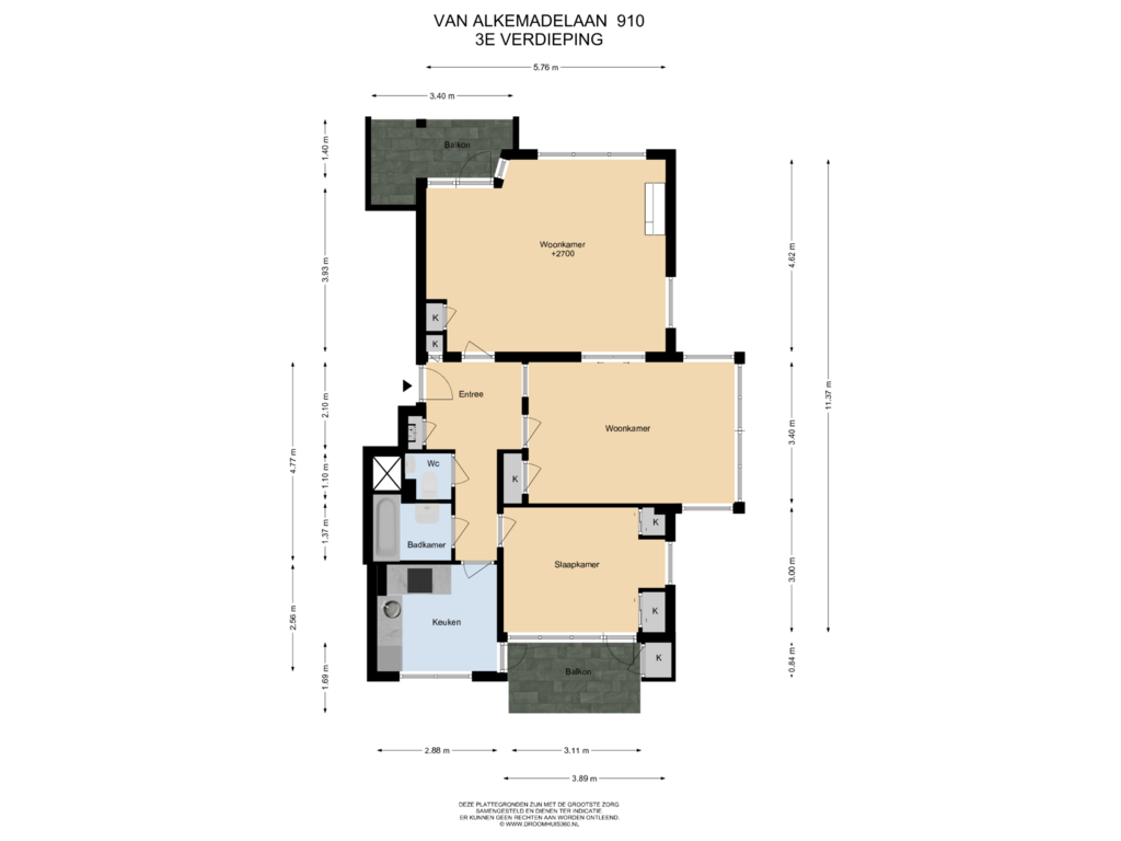 Bekijk plattegrond van 3E Verdieping van Van Alkemadelaan 910