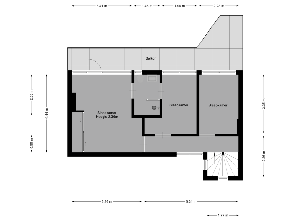 Bekijk plattegrond van 1e verdieping van Borneolaan 48