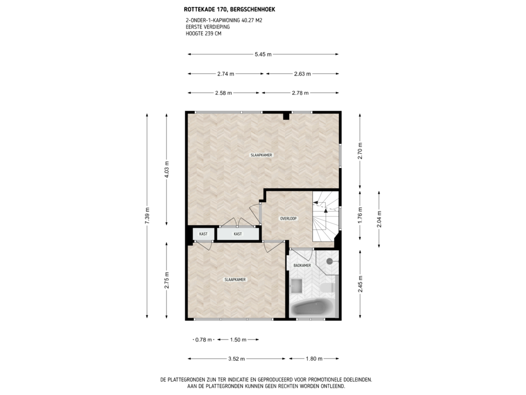 Bekijk plattegrond van 1e verdieping van Rottekade 170