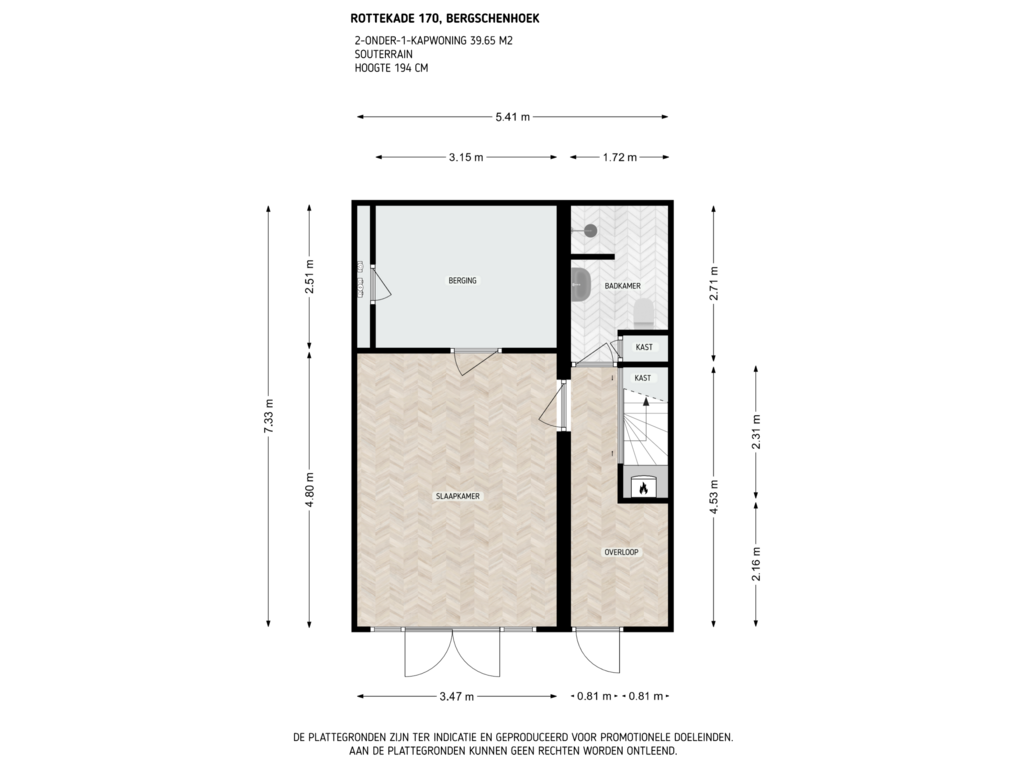 Bekijk plattegrond van Souterrain van Rottekade 170