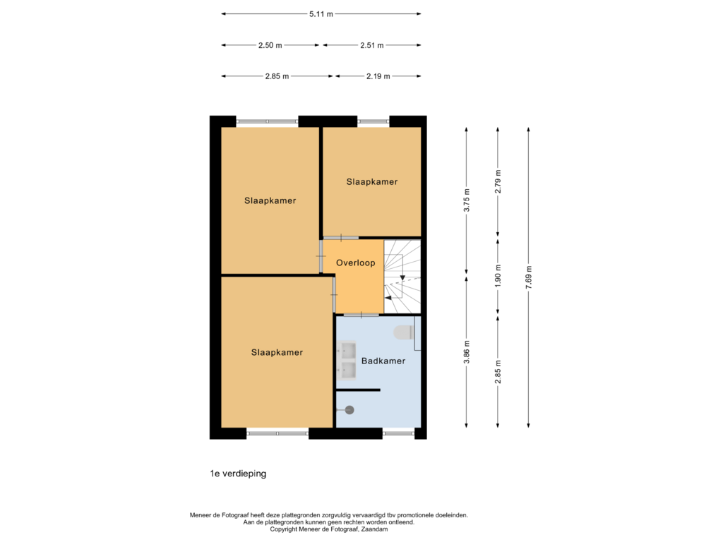 View floorplan of 1e verdieping of Roggeveldweg 11