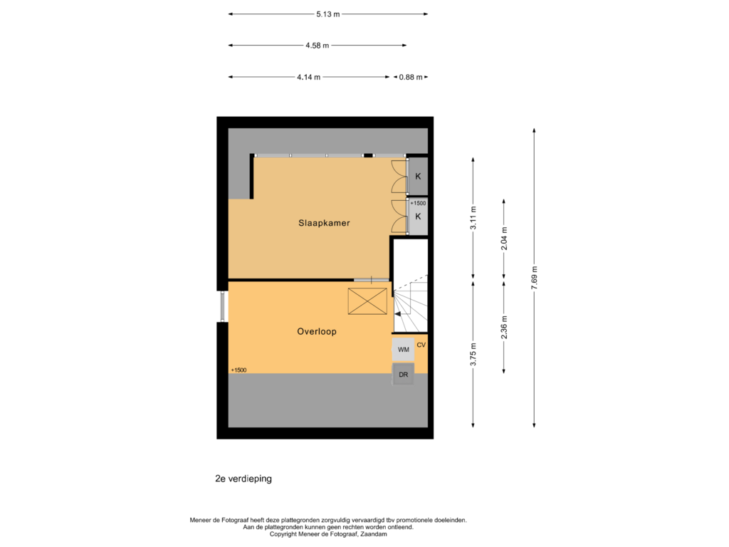 View floorplan of 2e verdieping of Roggeveldweg 11