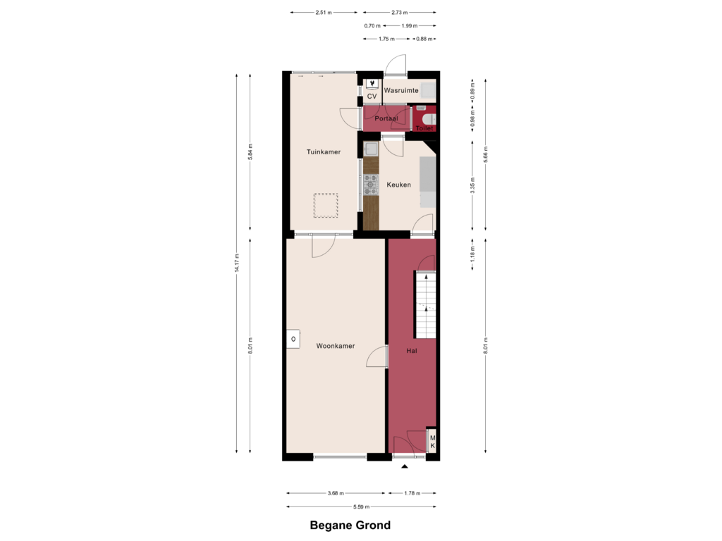 Bekijk plattegrond van Begane Grond van Petrus Polliusstraat 39