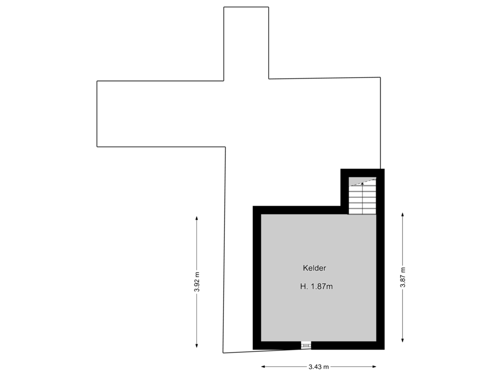 Bekijk plattegrond van kelder van Peperstraat 3