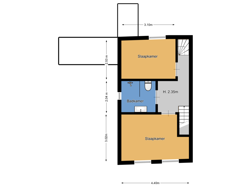 Bekijk plattegrond van eerste verdieping van Peperstraat 3