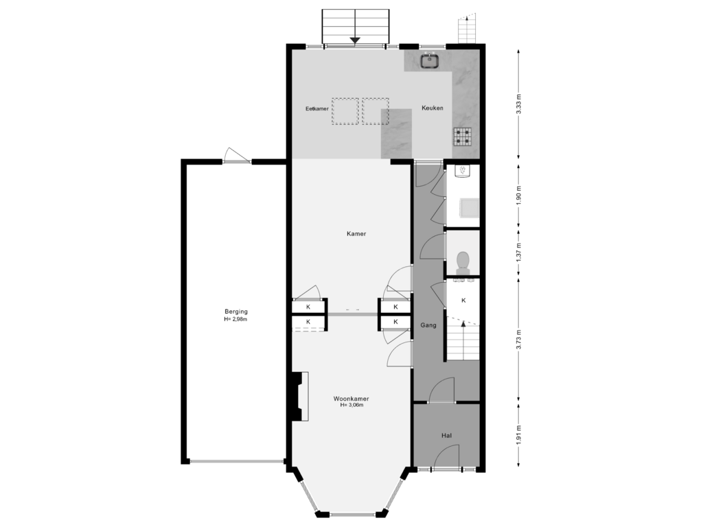 View floorplan of Begane Grond of Oude Kleiweg 49