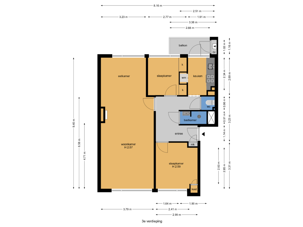 View floorplan of 3e verdieping of Starrenburglaan 106