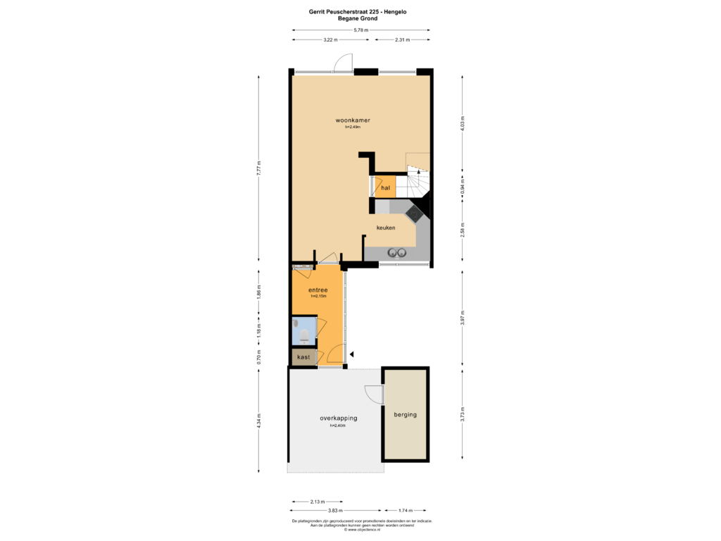 Bekijk plattegrond van BEGANE GROND van Gerrit Peuscherstraat 225