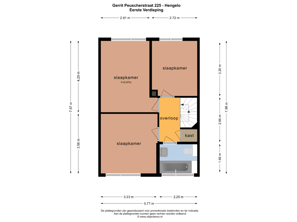 Bekijk plattegrond van EERSTE VERDIEPING van Gerrit Peuscherstraat 225