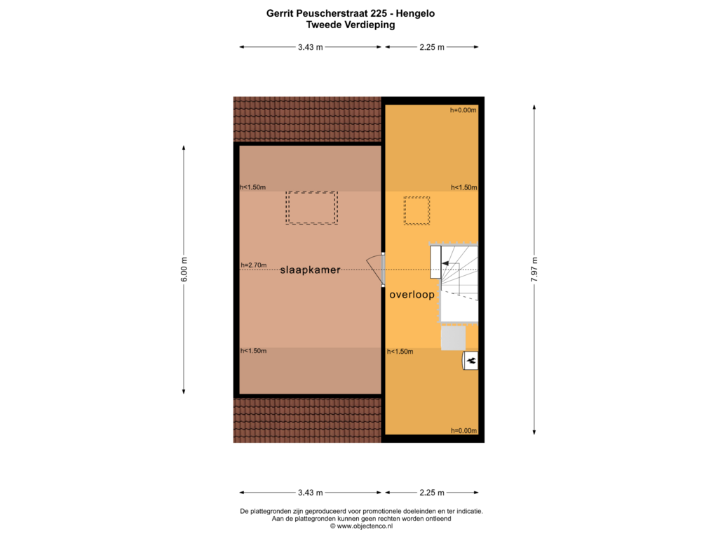 Bekijk plattegrond van TWEEDE VERDIEPING van Gerrit Peuscherstraat 225