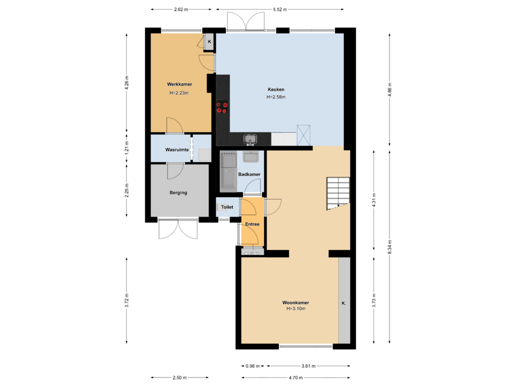 View floorplan of Begane Grond of Singel 132