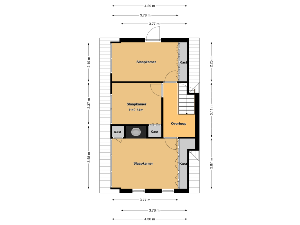 View floorplan of Verdieping of Singel 132