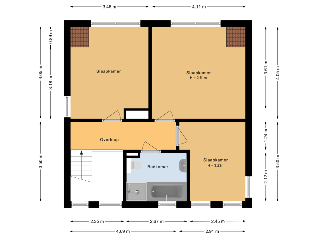 View floorplan of Eerste verdieping of Birdielaan 55