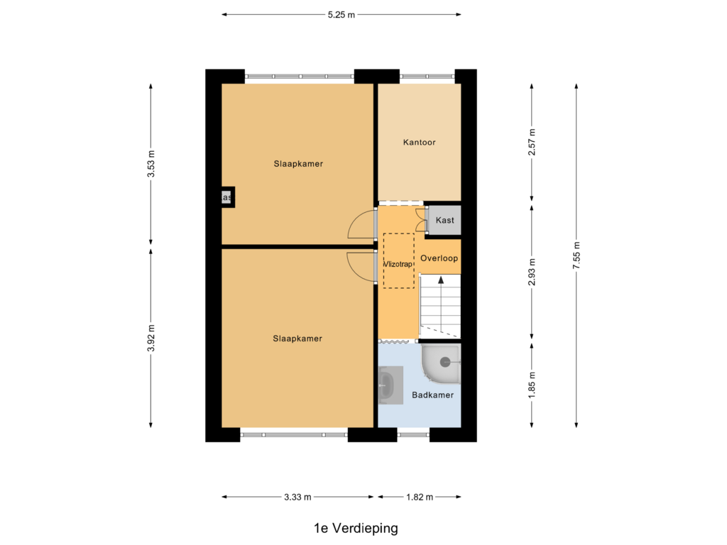 View floorplan of 1e Verdieping of Vechtstraat 15