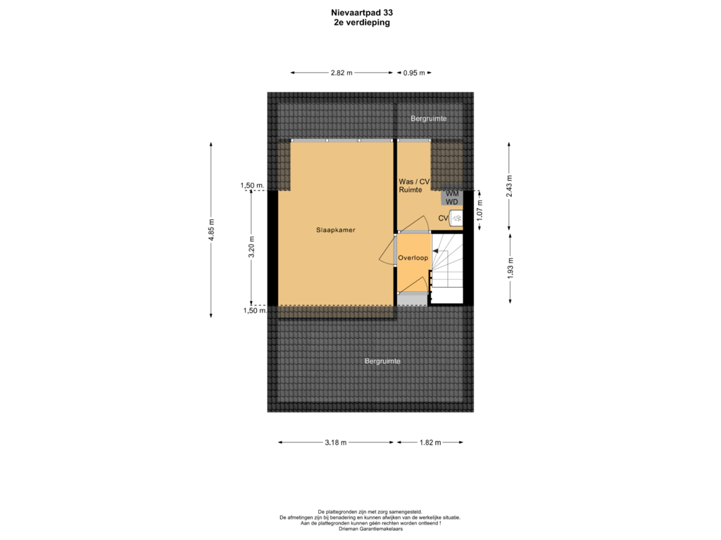 Bekijk plattegrond van 2e verdieping van Nievaartpad 33