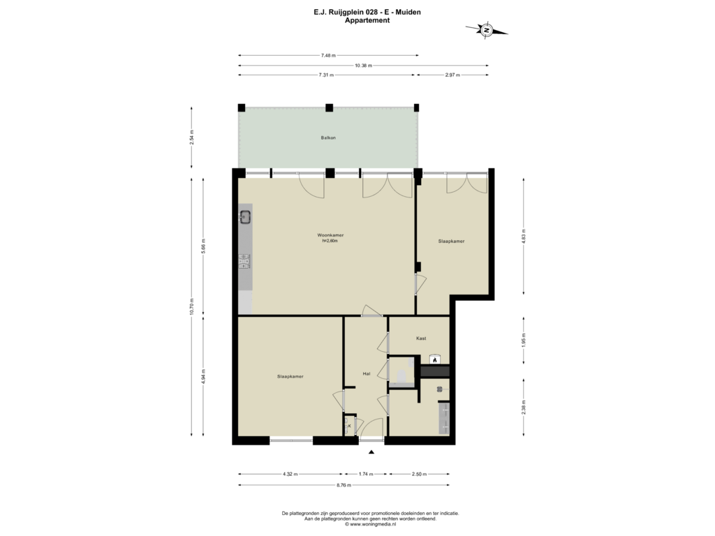 Bekijk plattegrond van Appartement van E.J. Ruijgplein 28