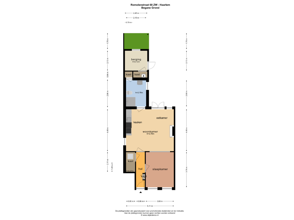 View floorplan of BEGANE GROND of Romolenstraat 68-ZW