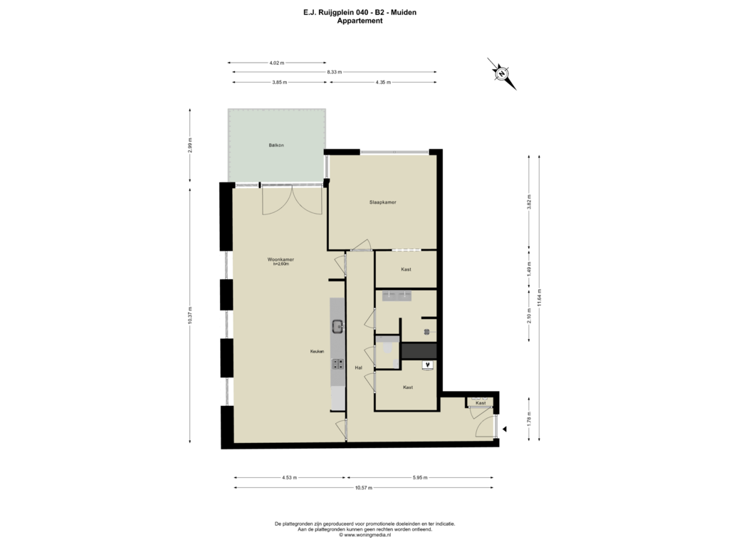 View floorplan of Appartement of E.J. Ruijgplein 56