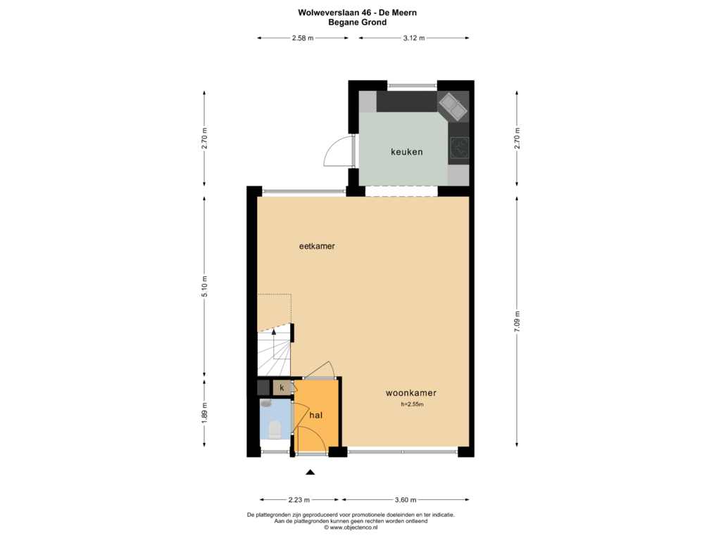 Bekijk plattegrond van BEGANE GROND van Wolweverslaan 46