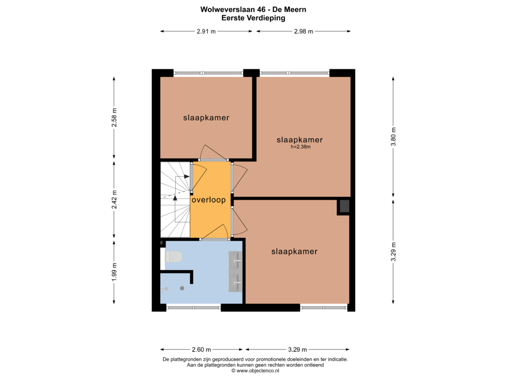 Bekijk plattegrond van EERSTE VERDIEPING van Wolweverslaan 46