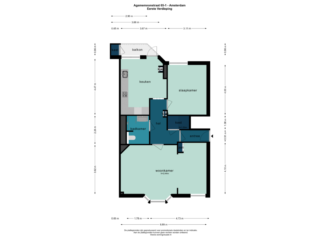 Bekijk plattegrond van EERSTE VERDIEPING van Agamemnonstraat 65-1