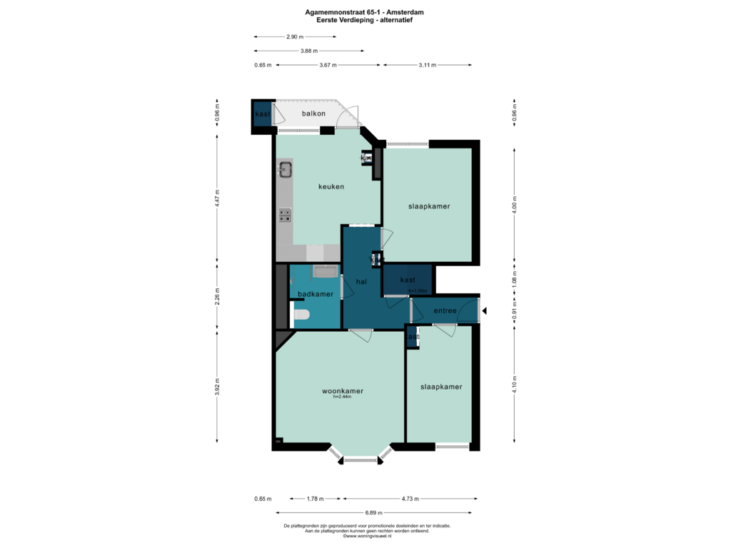 Bekijk plattegrond van EERSTE VERDIEPING ALTERNATIEF van Agamemnonstraat 65-1