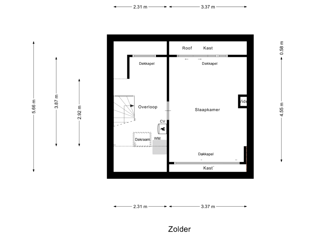 Bekijk plattegrond van Zolder van J van Hasseltstraat 13