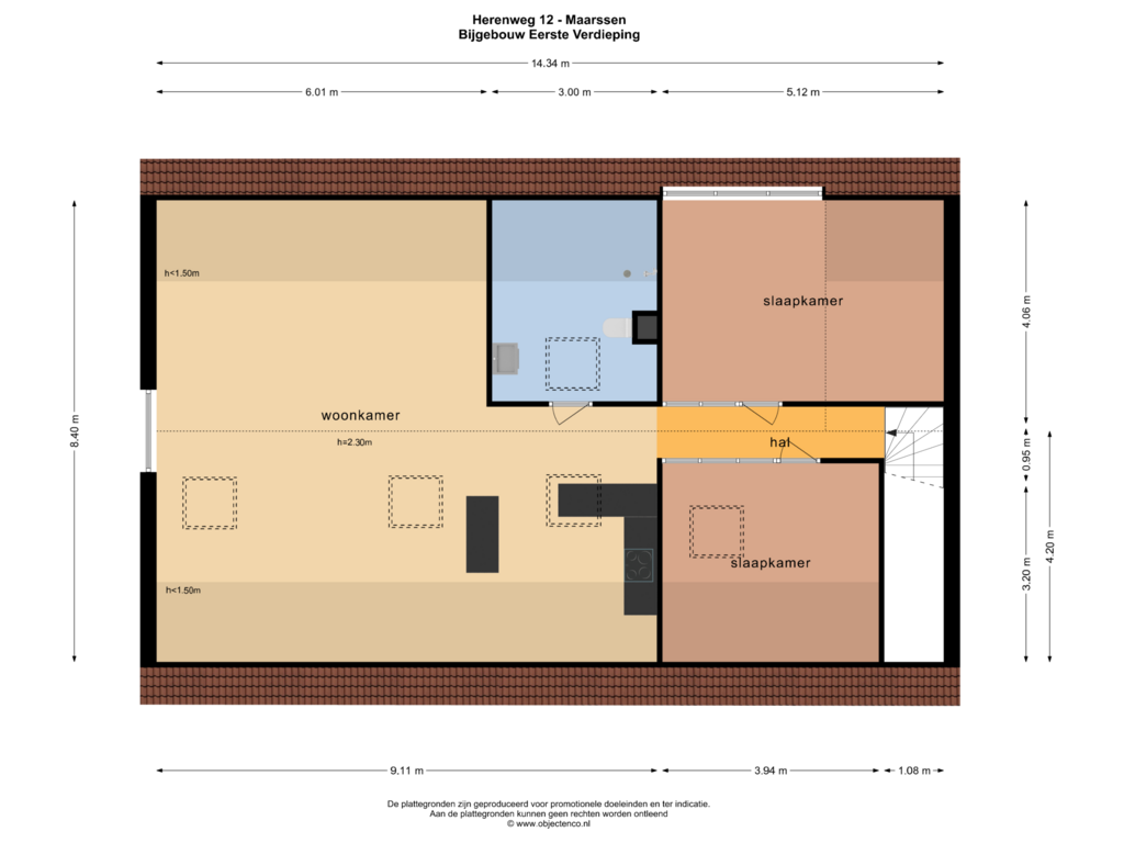 Bekijk plattegrond van Bijgebouw Eerste Verdieping van Herenweg 12