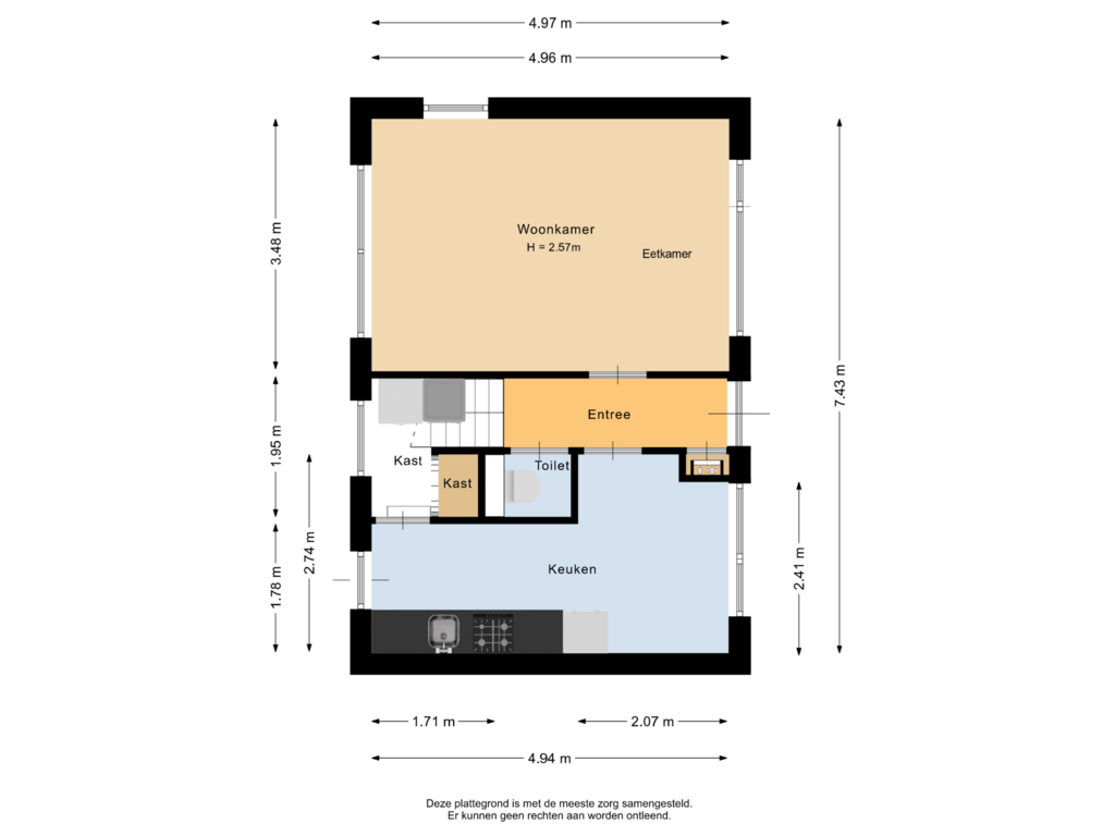 Bekijk plattegrond van Begane grond van Wilhelminastraat 17