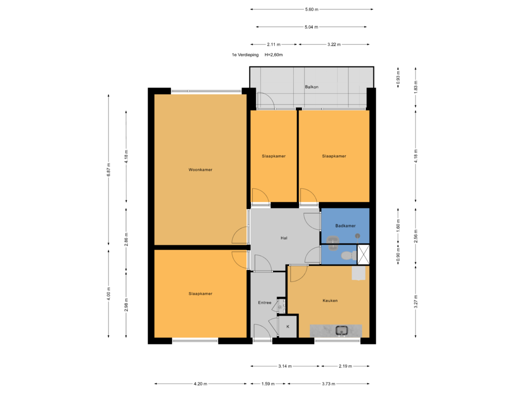 View floorplan of 1e Verdieping of Sirtemastraat 16