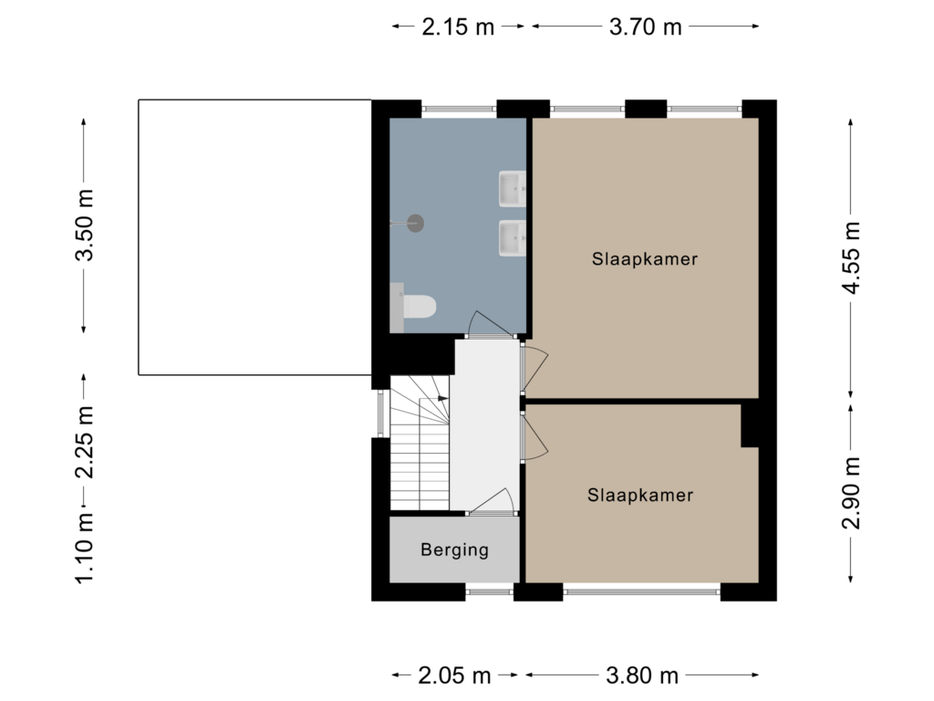 Bekijk plattegrond van Verdieping 1 van Sint Dyonisiusweg 8